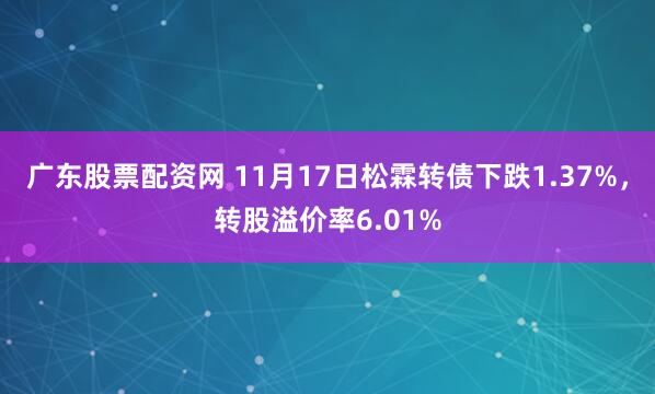 广东股票配资网 11月17日松霖转债下跌1.37%,转股溢价率6.01%