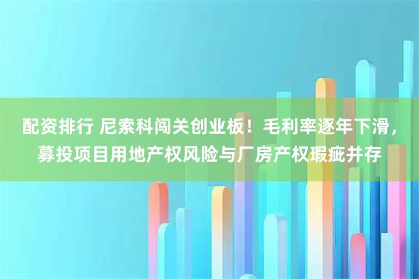 配资排行 尼索科闯关创业板！毛利率逐年下滑，募投项目用地产权风险与厂房产权瑕疵并存