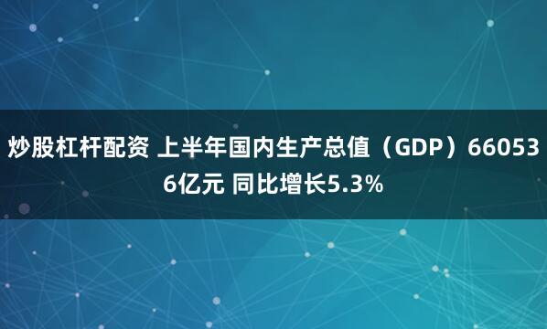 炒股杠杆配资 上半年国内生产总值（GDP）660536亿元 同比增长5.3%