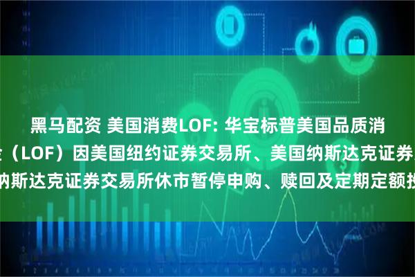 黑马配资 美国消费LOF: 华宝标普美国品质消费股票指数证券投资基金(LOF)因美国纽约证券交易所、美国纳斯达克证券交易所休市暂停申购、赎回及定期定额投资业务的公告